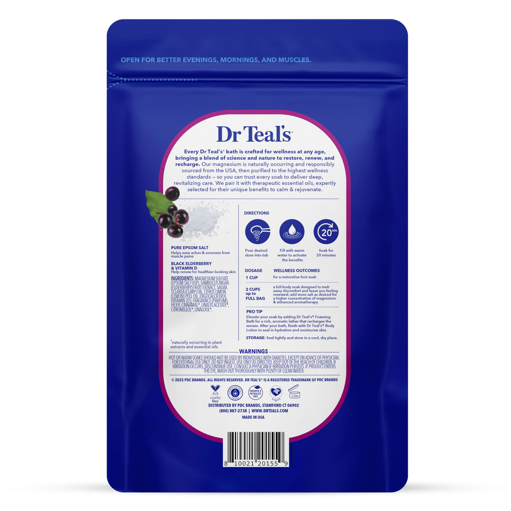 Dr Teal's 3 pound bag showing ingredients and instructions for bath salts