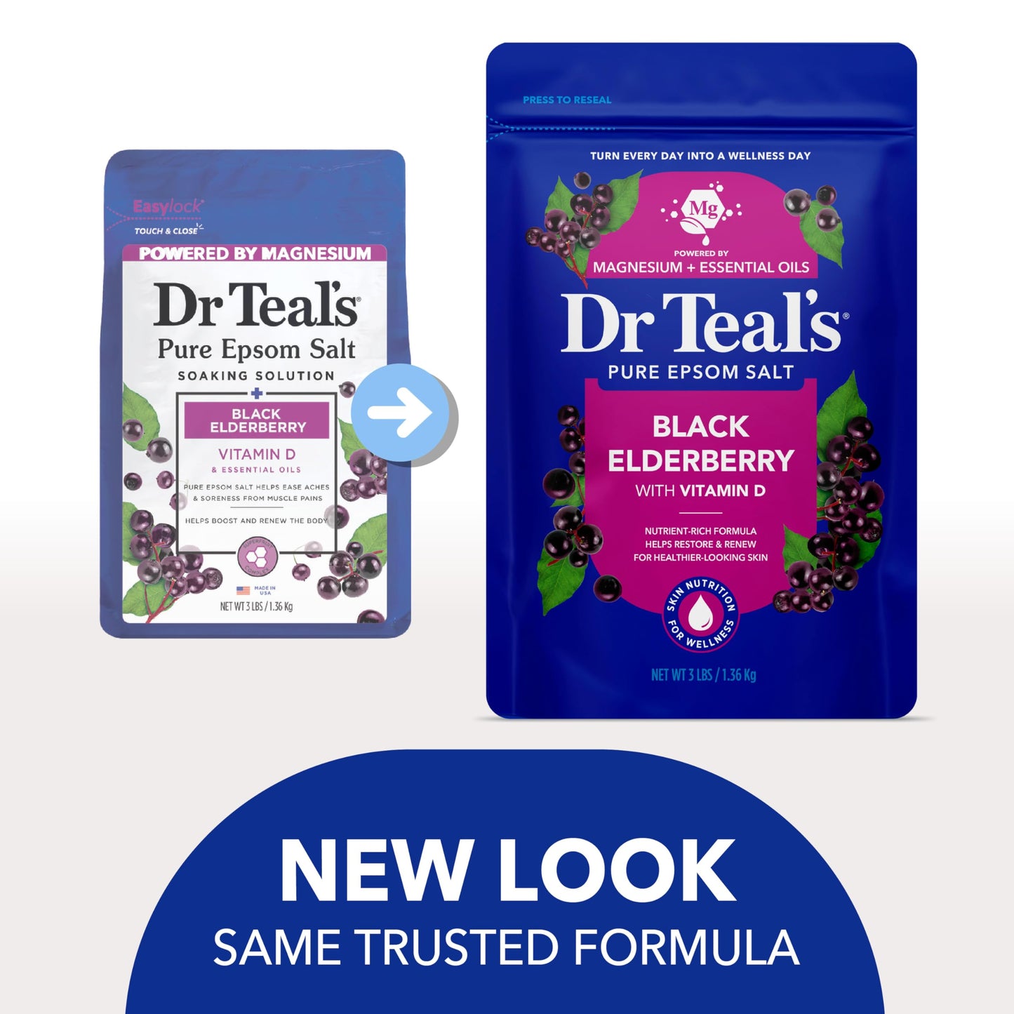 Pouring Dr Teal's black elderberry magnesium sulfate crystals into warm water