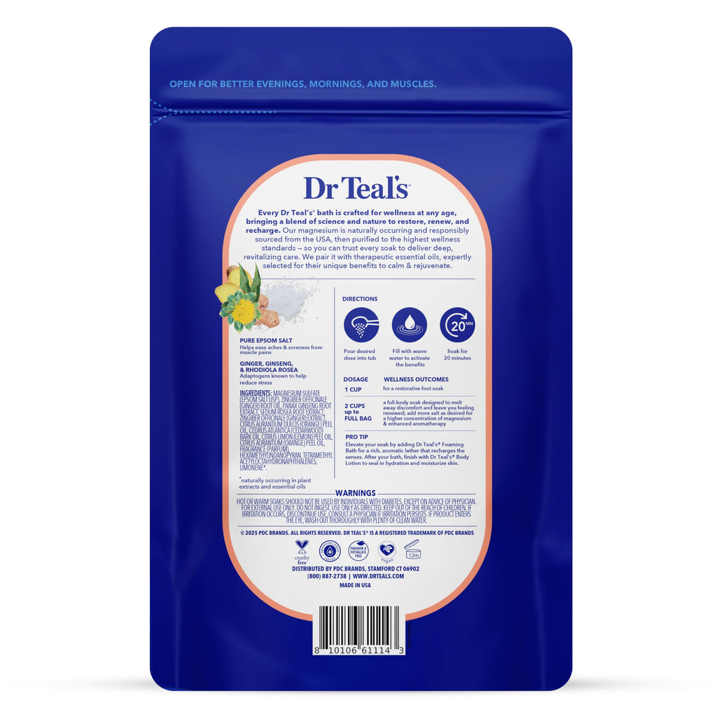 Dr Teal's Epsom Salt Stress Relief back label with ingredients