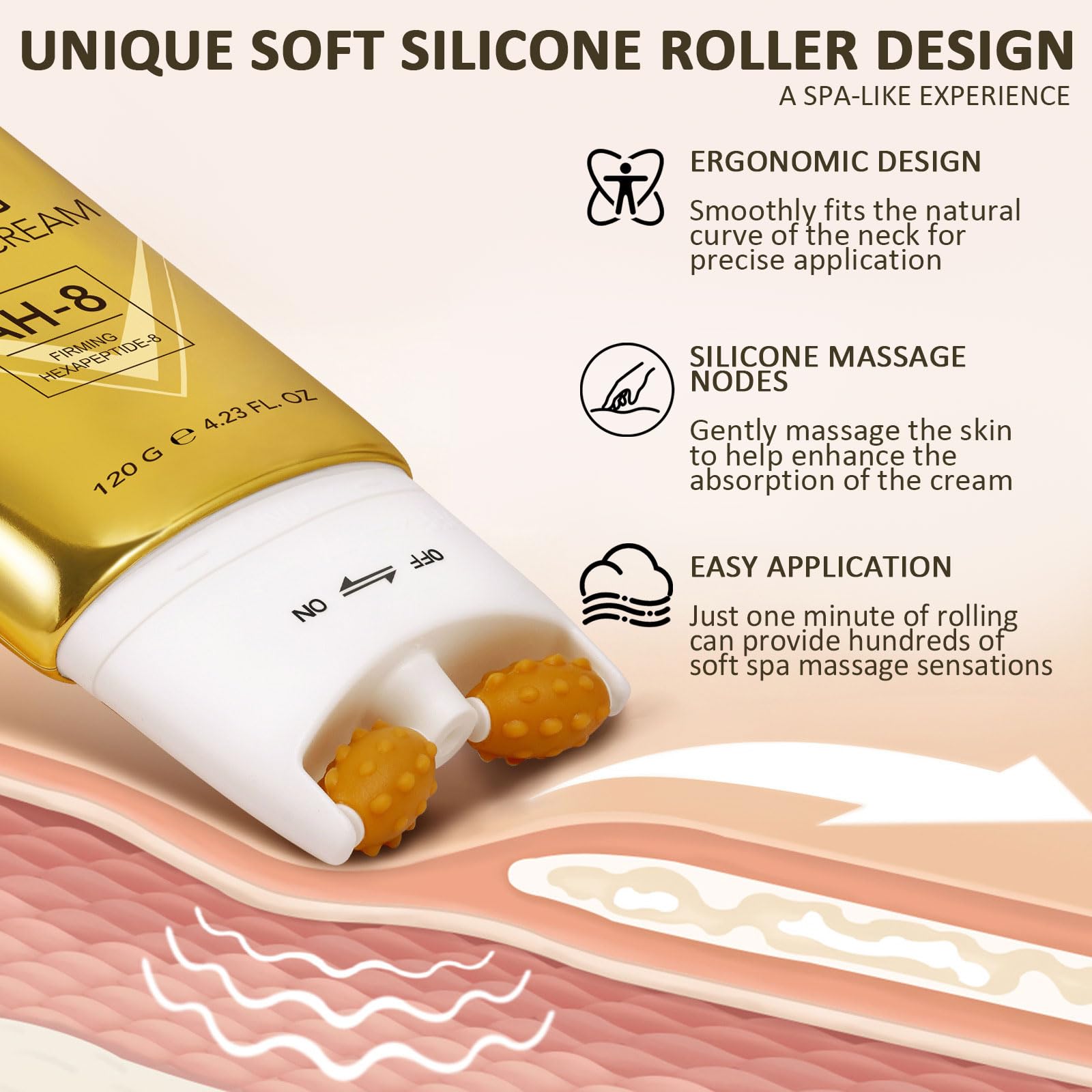 PEAQ SKIN cream packaging back label detailing the directions for loose skin application.