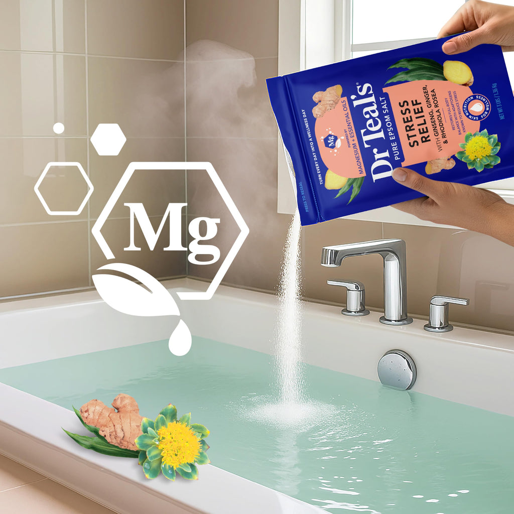 Dr Teal's Stress Relief bath soak crystalline texture view