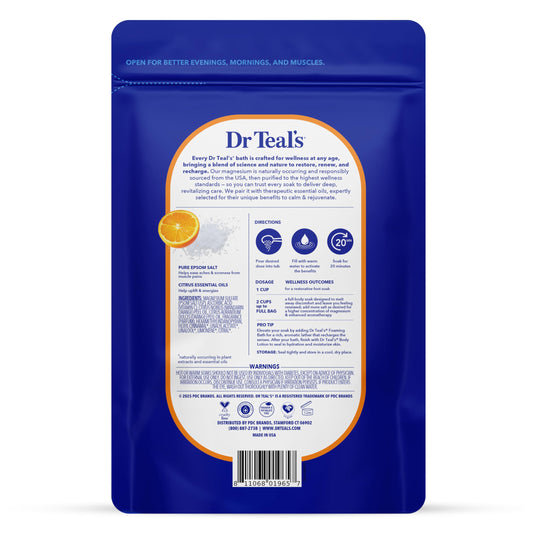 Dr Teal's Vitamin C and Citrus bath salts back panel ingredient details