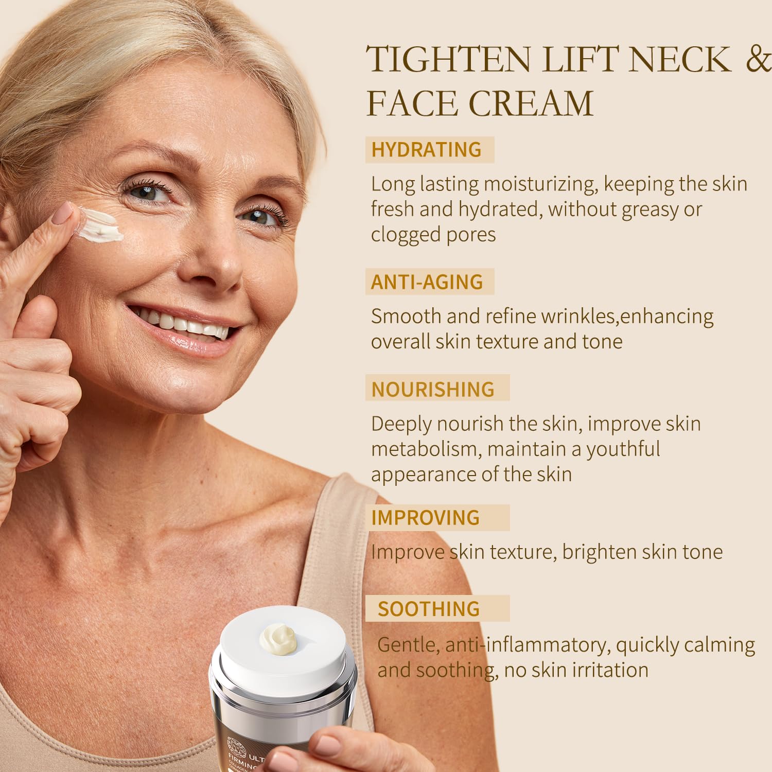 Ultibela cream with retinol and collagen for face and neck