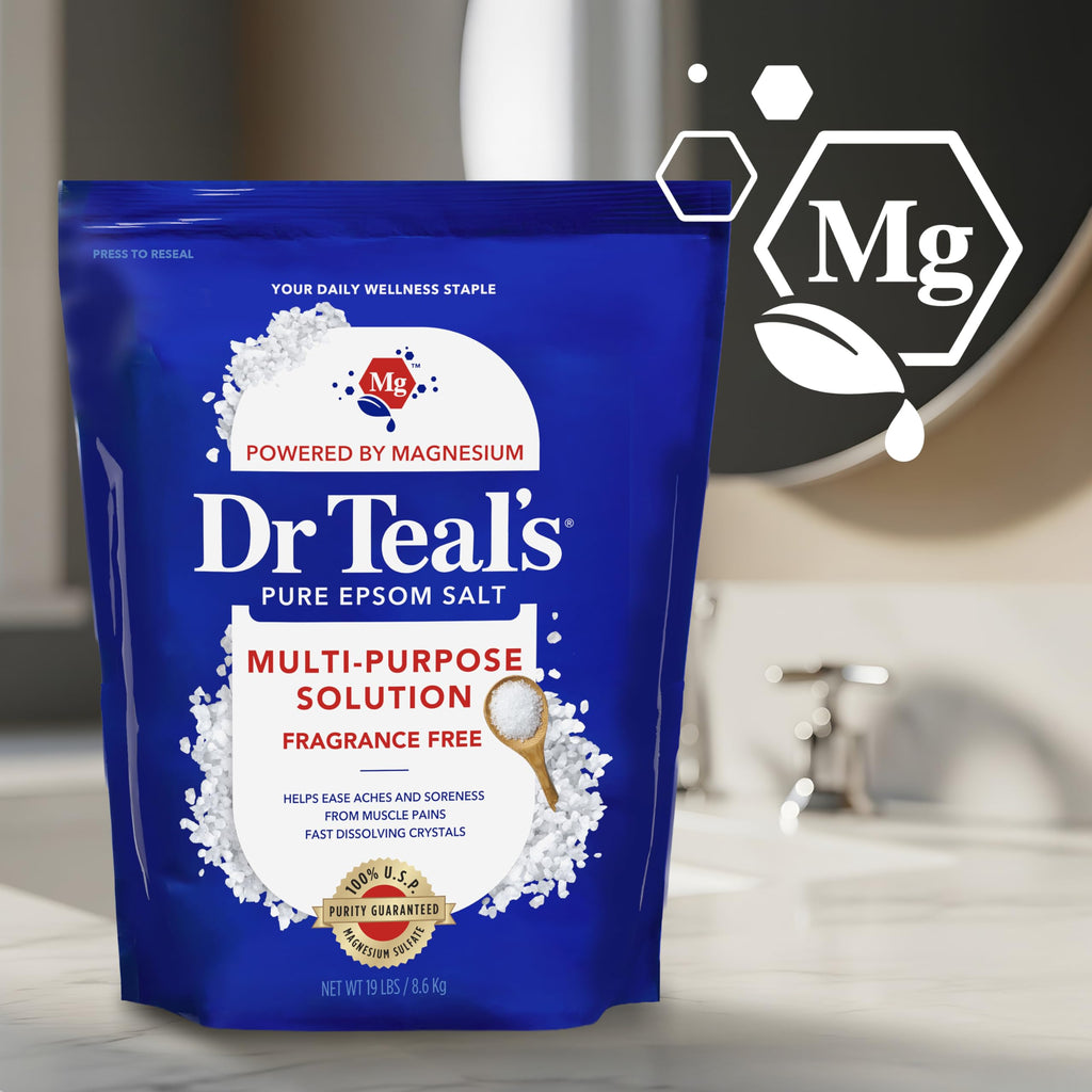 Resealable heavy duty packaging of Dr Teal's fragrance free soak