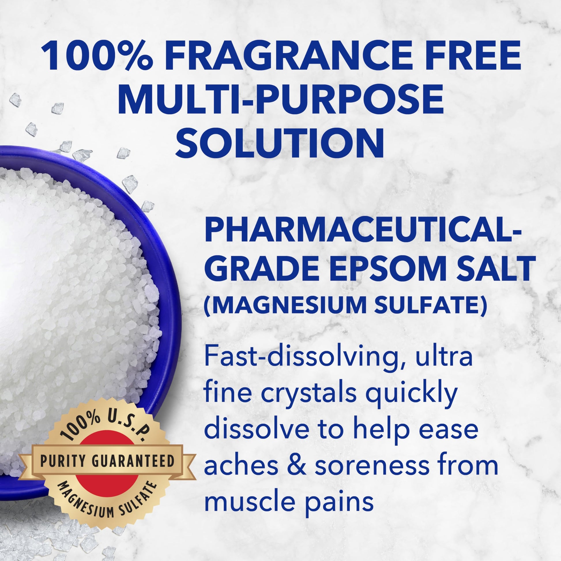 Pure magnesium sulfate crystals for wellness and home gardening use