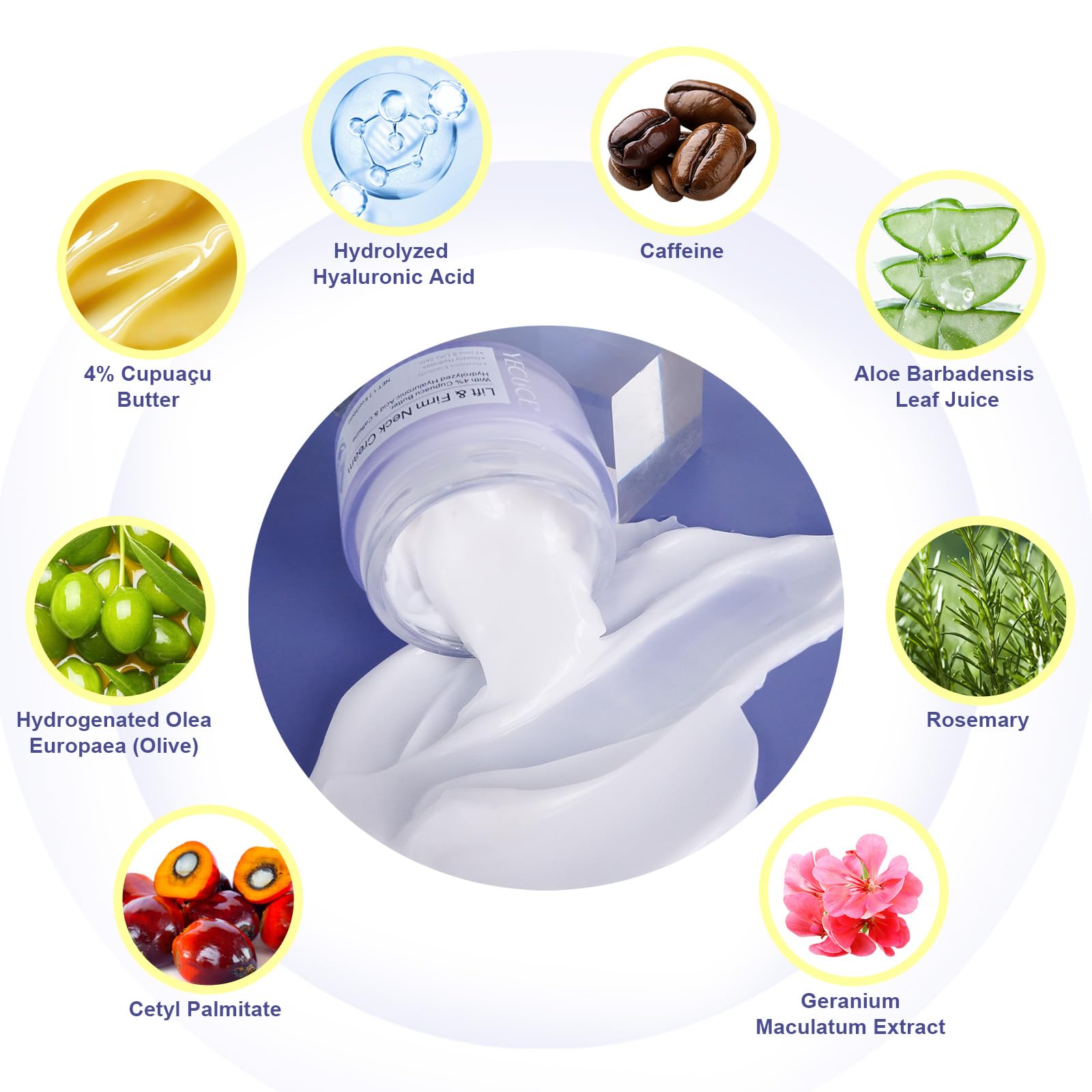Side view of Zixaok anti-aging neck cream jar