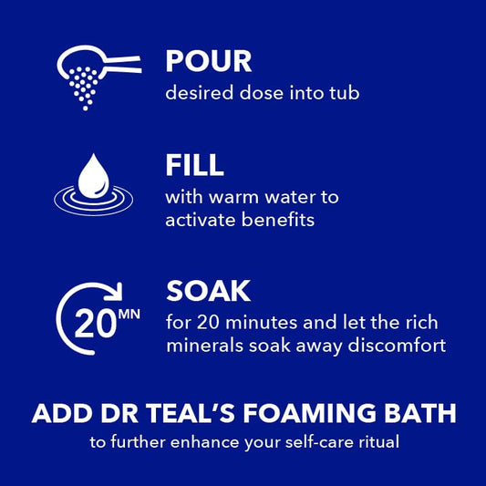 Dr Teal's Eucalyptus and Spearmint bath soak bag displaying usage instructions