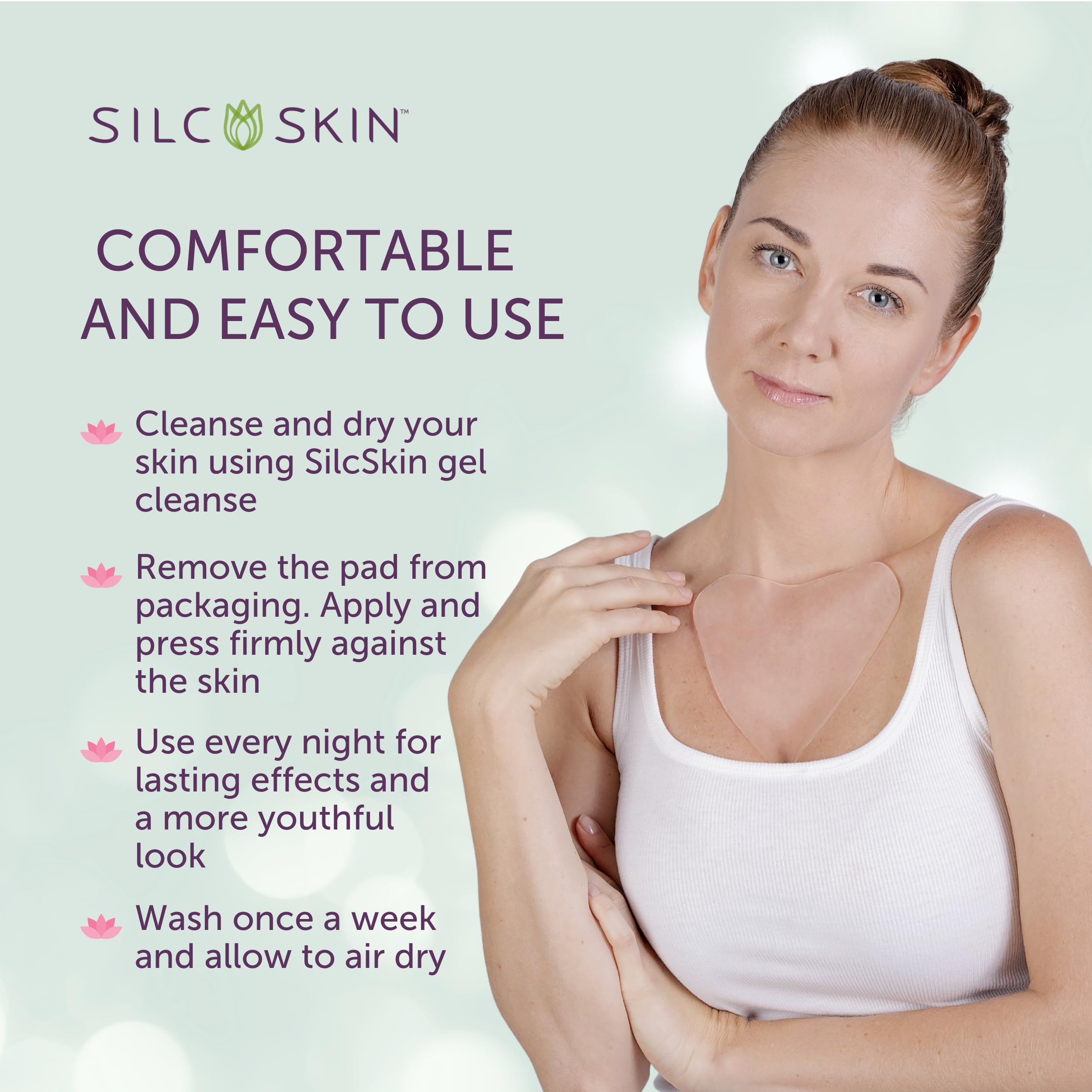 Close up of Silc Skin silicone pad for decolletage smoothing