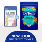 Close up of Dr Teal's whole body relief soaking solution ingredients label