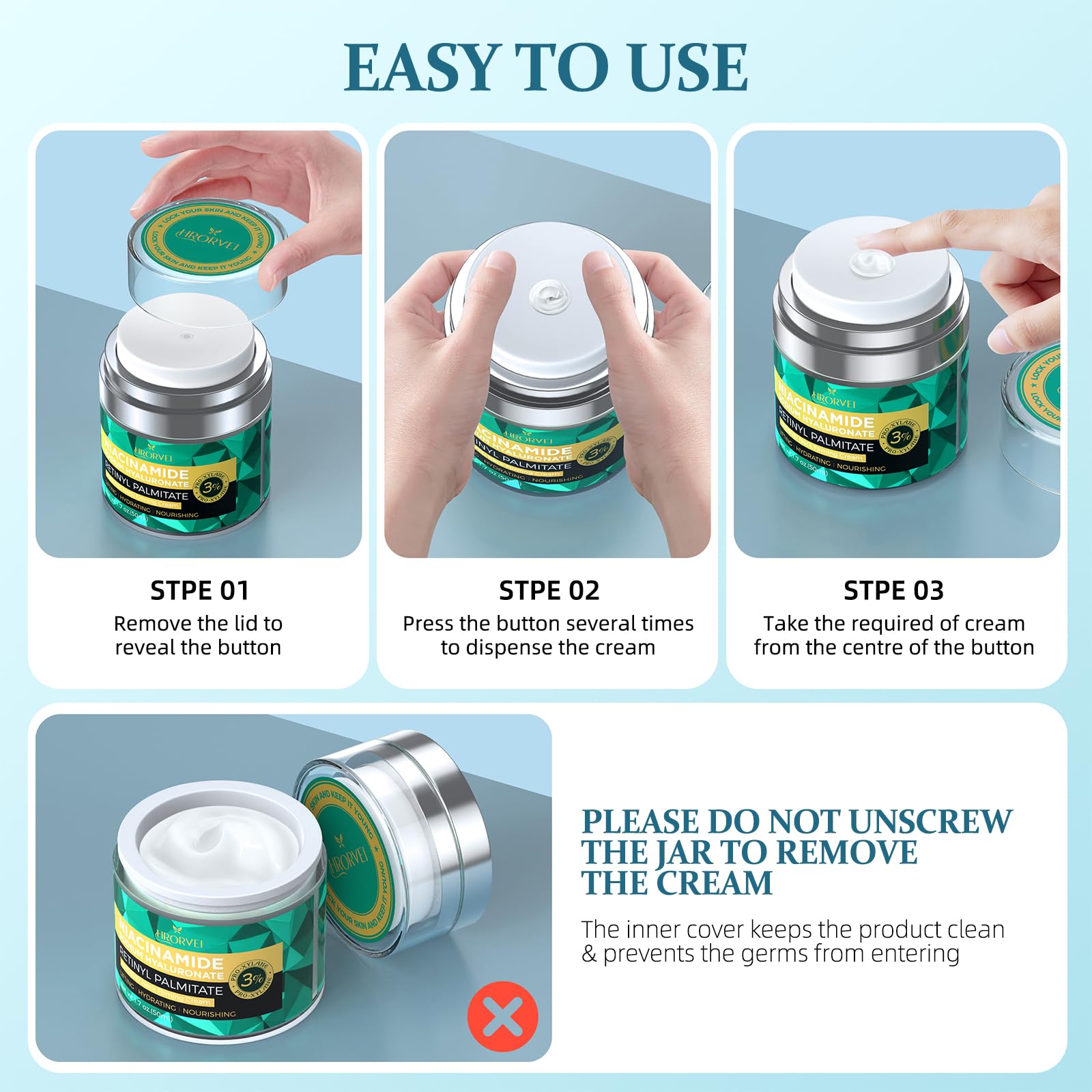 Ippurger anti-aging cream jar with ingredient highlights