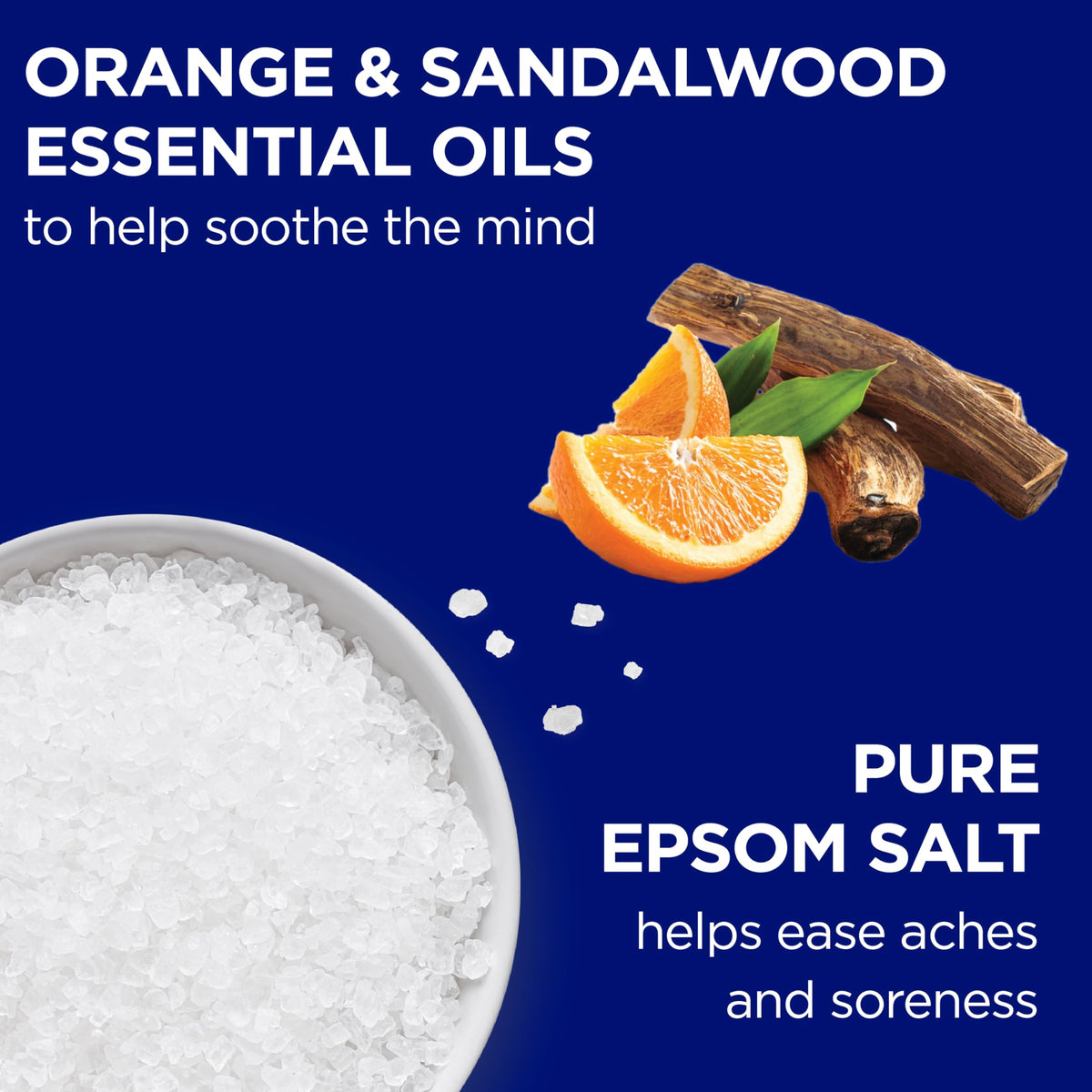 Dr Teal's Snowy Night Epsom Salt with Valerian Root and Essential Oils back panel view