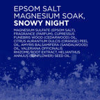Dr Teal's Pure Epsom Salt Magnesium Soak Snowy Night close up view of the product label