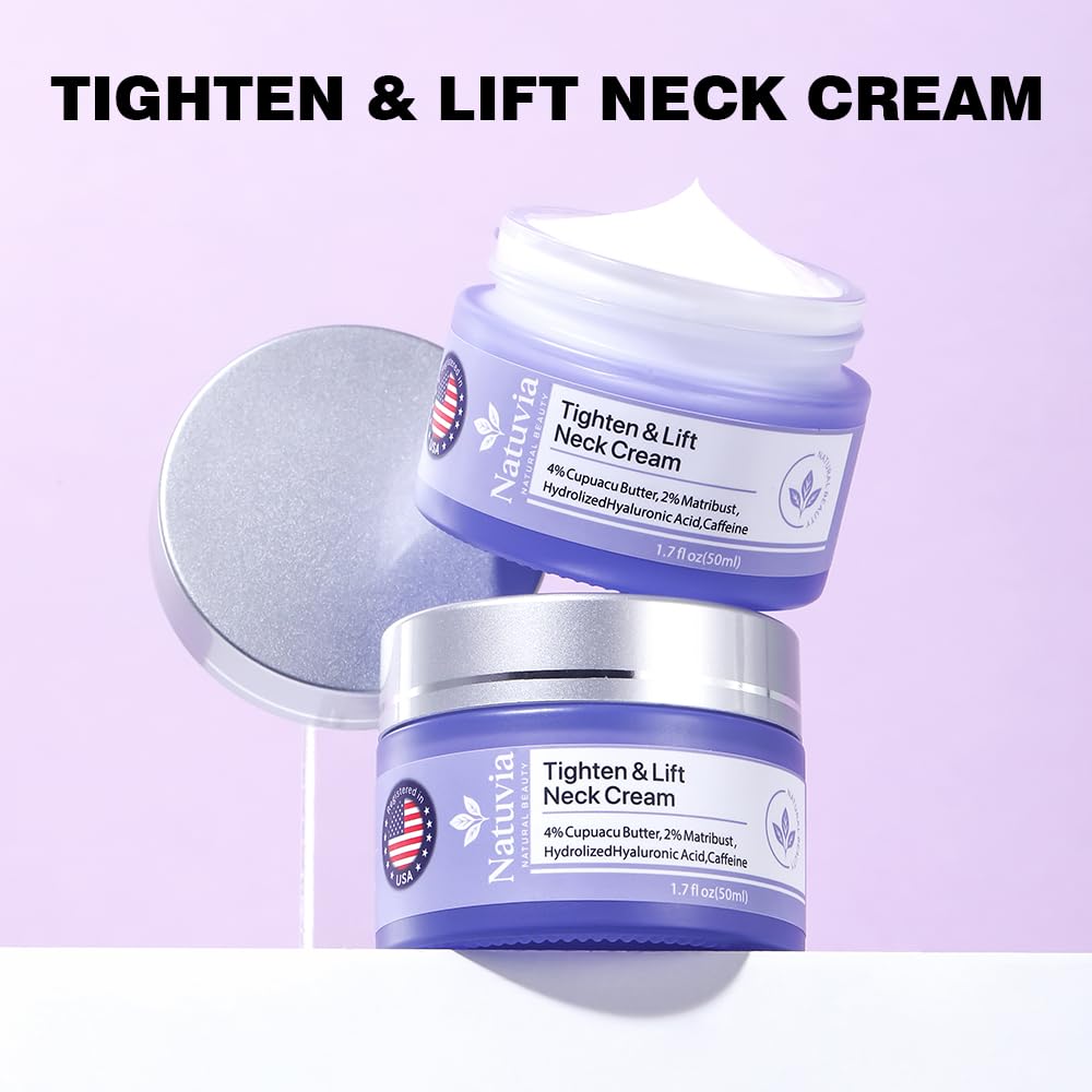 Natuvia neck cream application on decollete