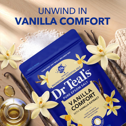 Dr Teal's Epsom Salt 3 pounds bag standing upright on a clean wellness display setup.