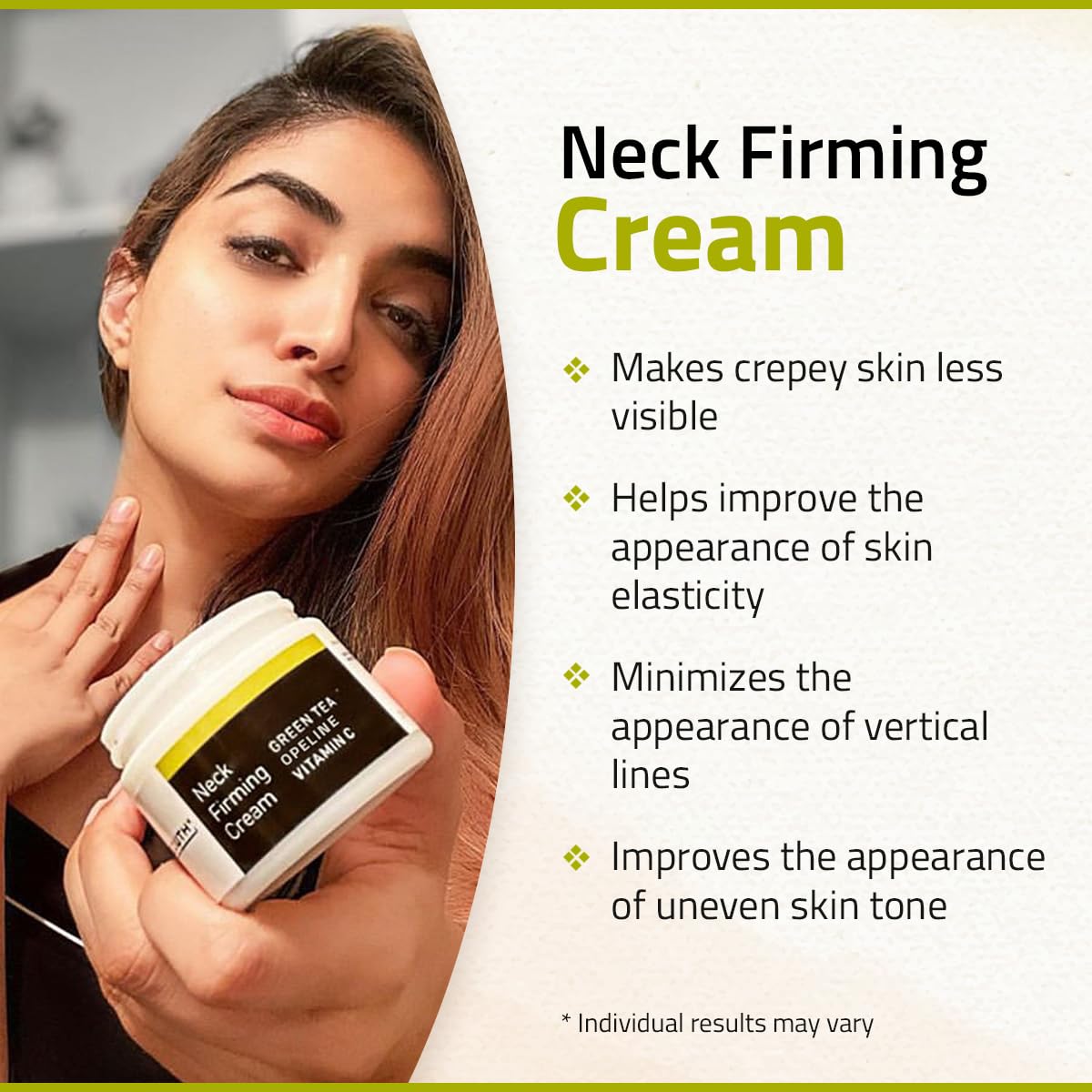 Detailed view of Yeouth neck and décolletage cream label