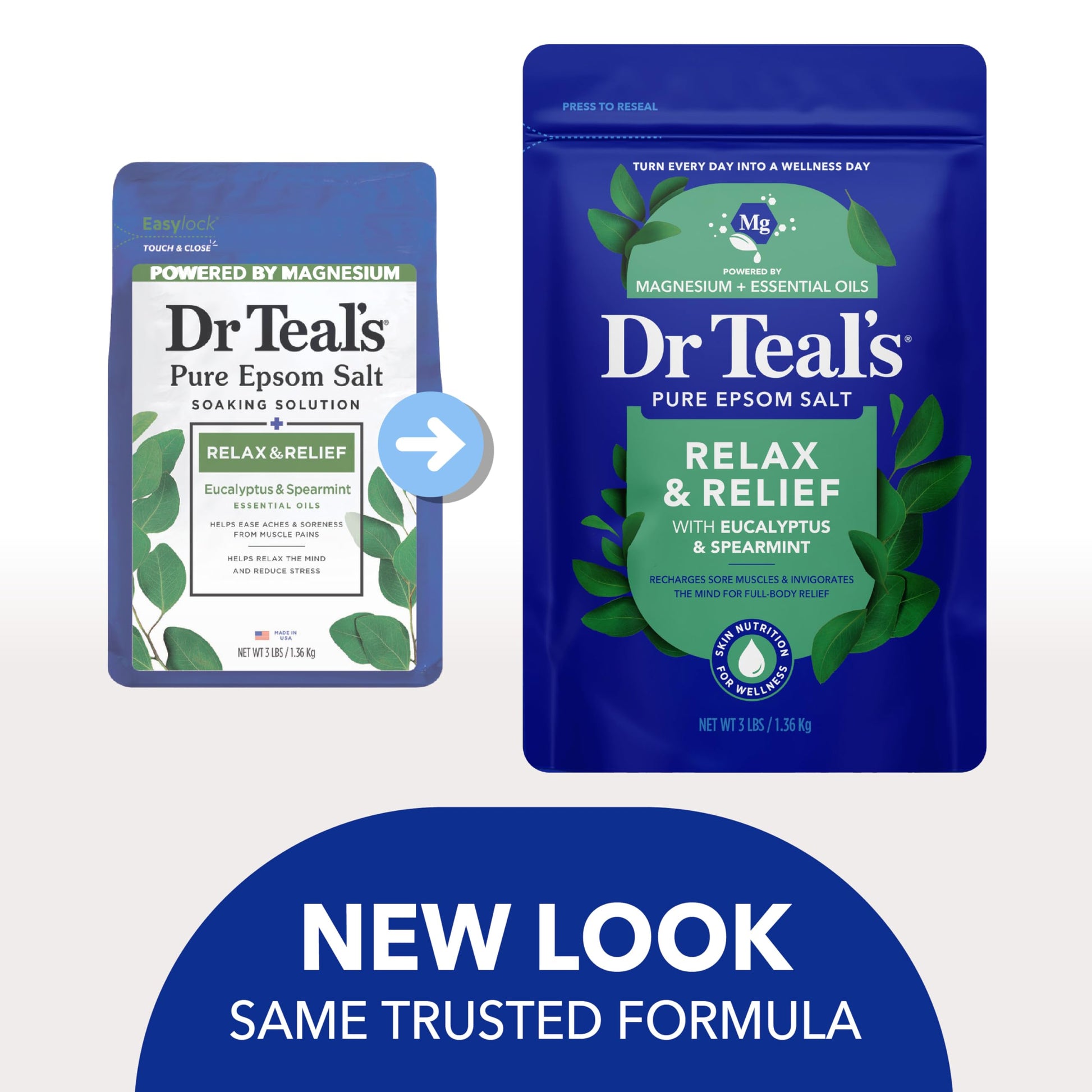 Three pound bag of Dr Teal's therapeutic bath salts for muscle recovery.