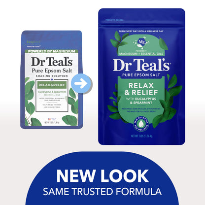 Three pound bag of Dr Teal's therapeutic bath salts for muscle recovery.