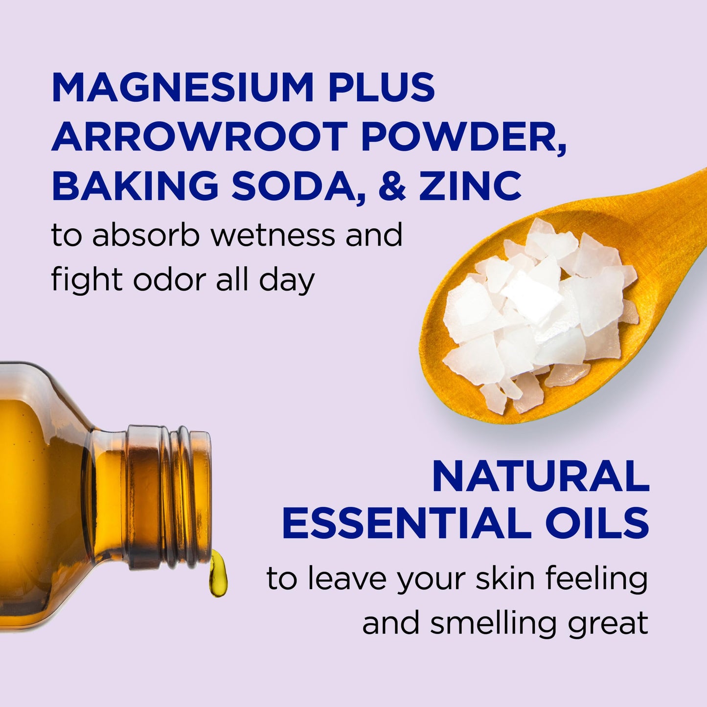 Dr Teal's natural magnesium deodorant stick close up highlighting key ingredients list