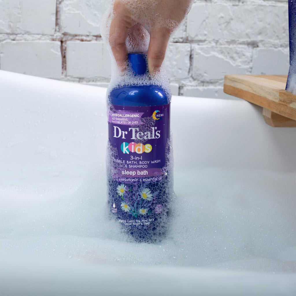 Dr Teal's three-pack arrangement showcasing packaging and branding