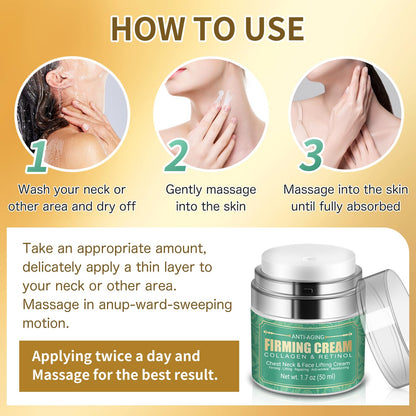 Muocobu firming neck cream close up view of the product label instructions