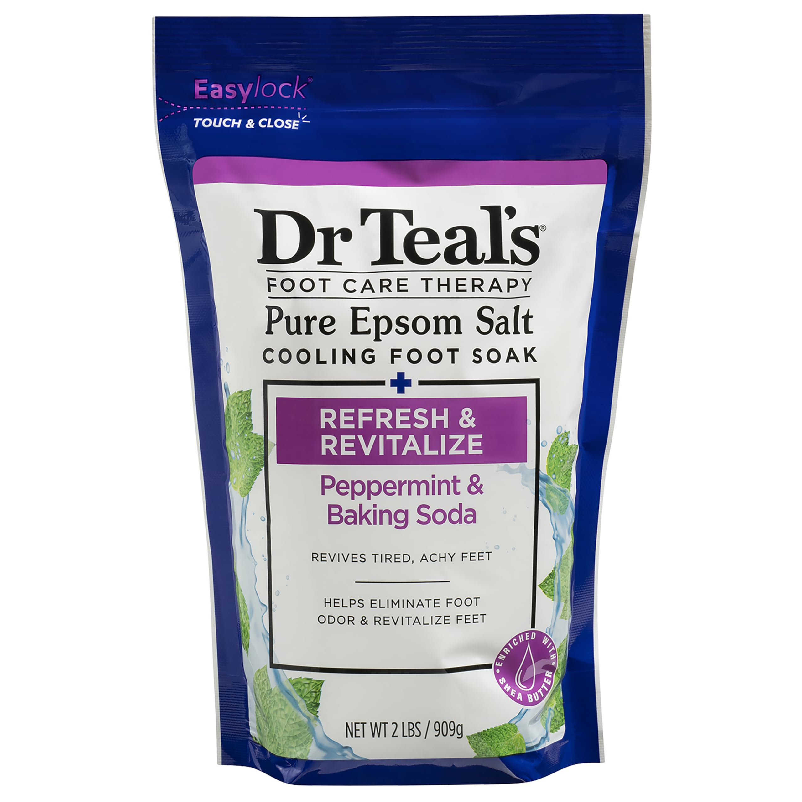Dr Teal's peppermint and baking soda foot care therapy packaging detail