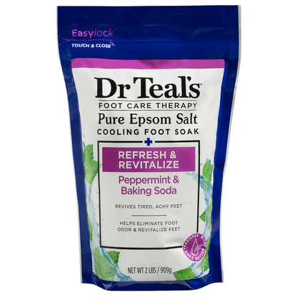 Dr Teal's peppermint and baking soda foot care therapy packaging detail