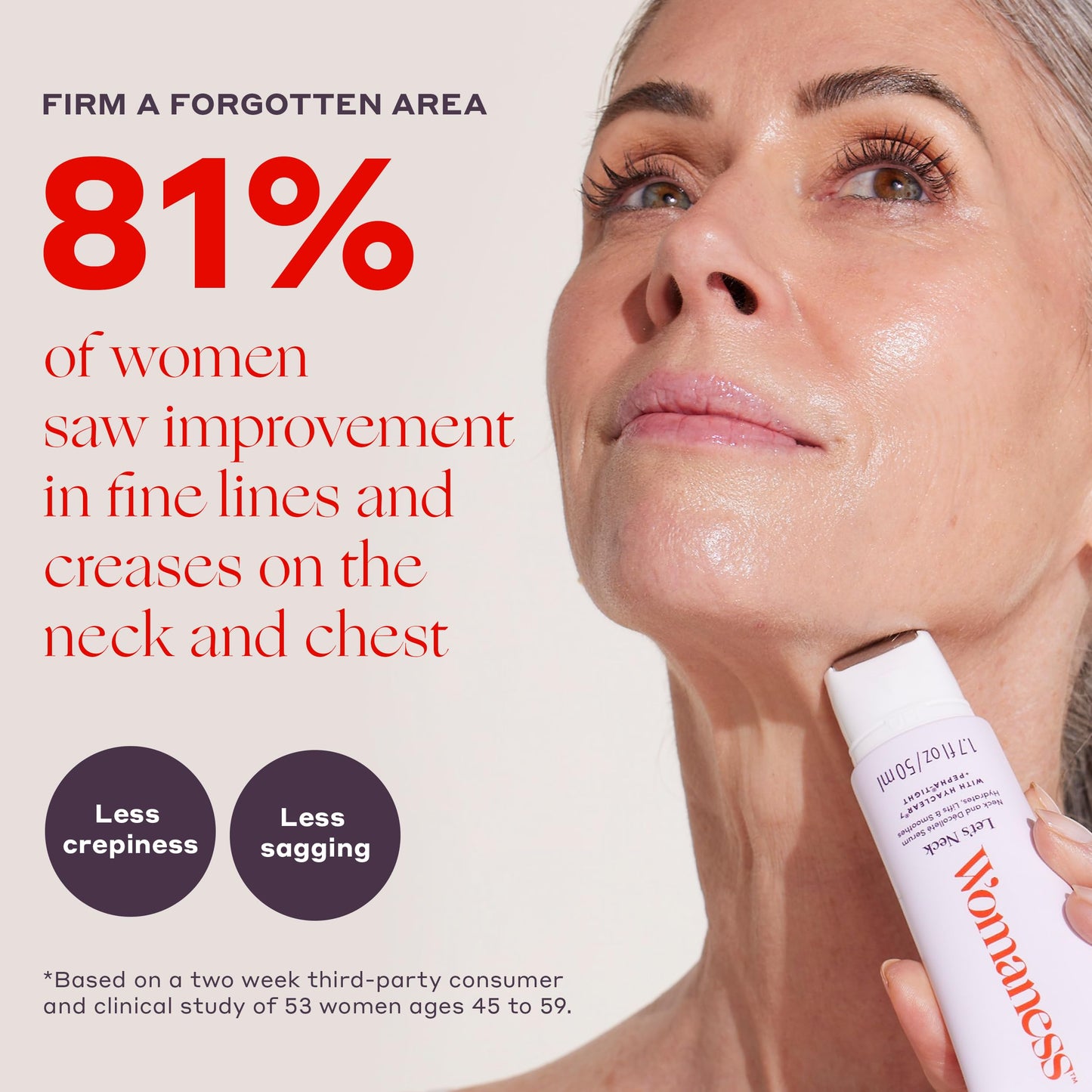 Womaness neck serum with cooling roller applicator