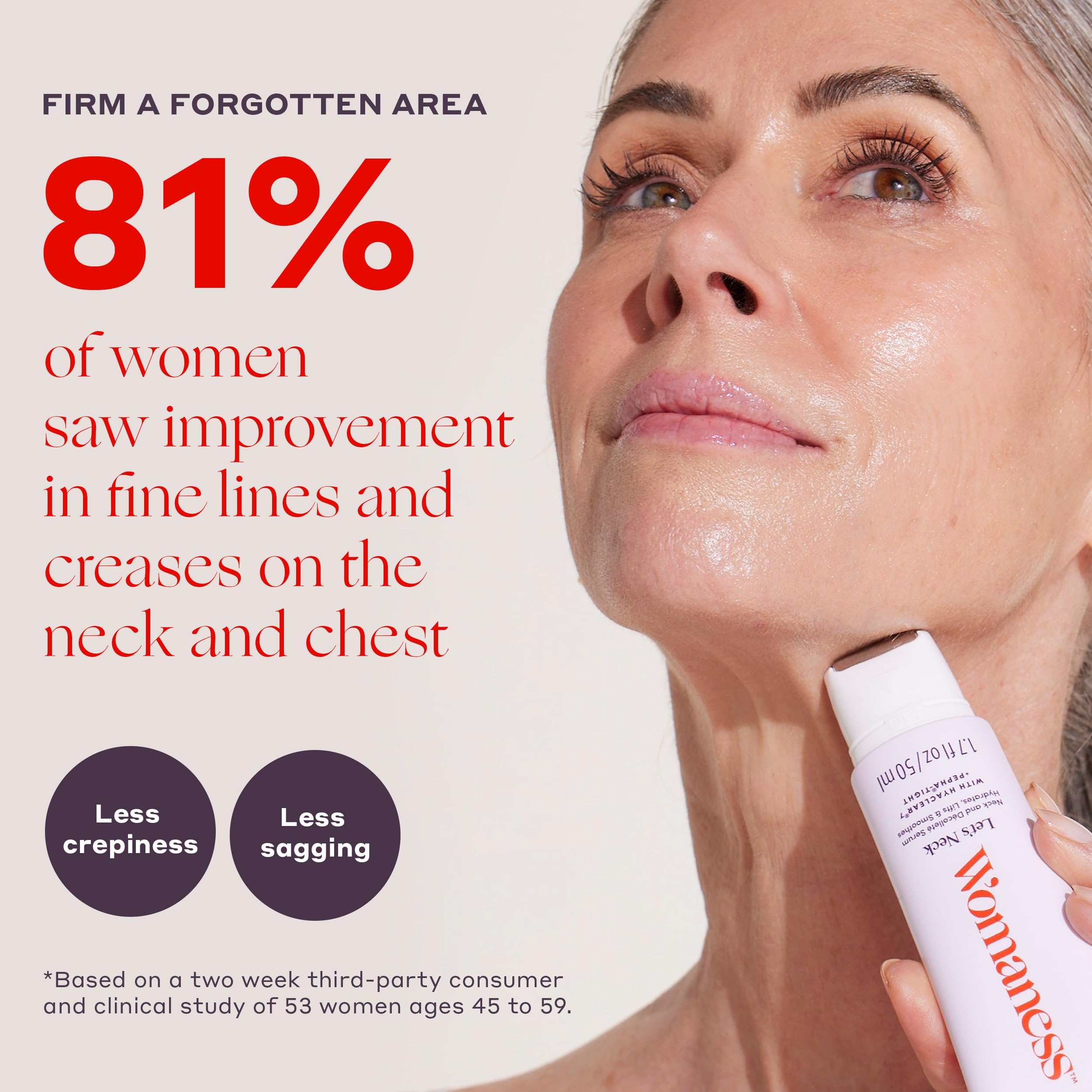 Womaness neck serum with cooling roller applicator