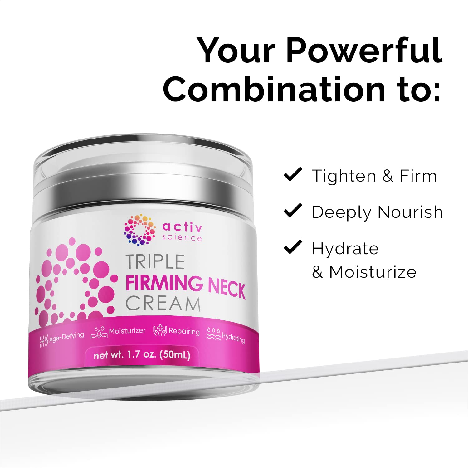 Application of ActivScience neck cream on jawline and neck