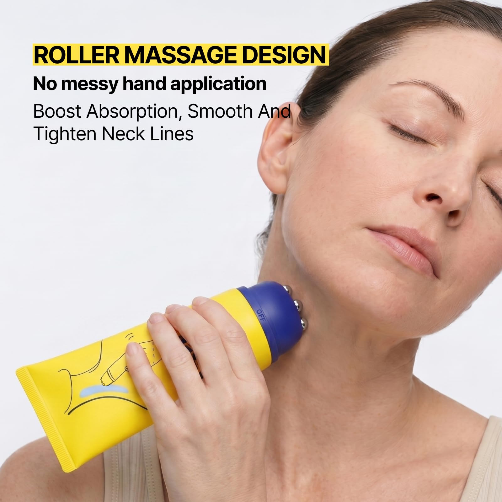 Close up of Z:SEA neck cream stainless steel roller applicator