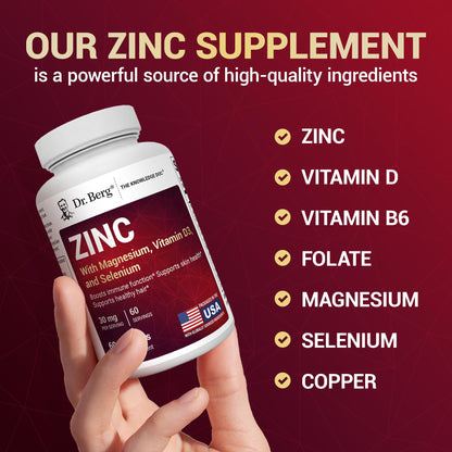Dr Berg zinc with magnesium and vitamin D3 product packaging for daily wellness routines