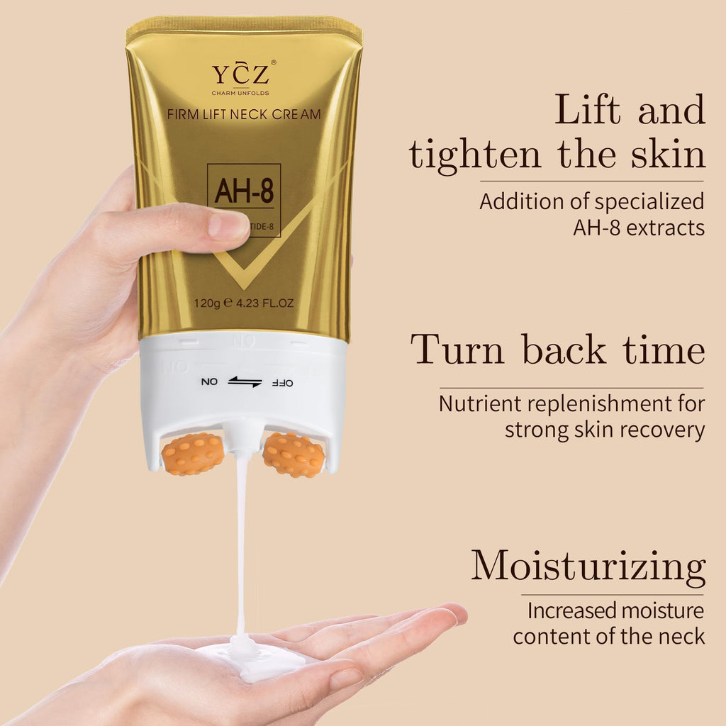 Application guide showing upward motion on the neck with roller