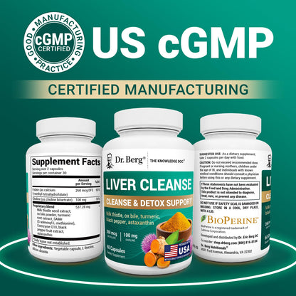 Dr Berg Liver Cleanse and Repair support capsules containing choline and folate