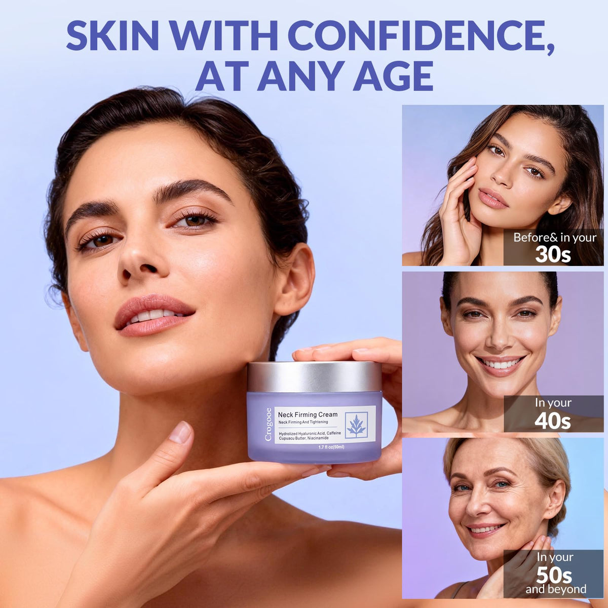 Crogooe neck firming cream box and jar packaging layout