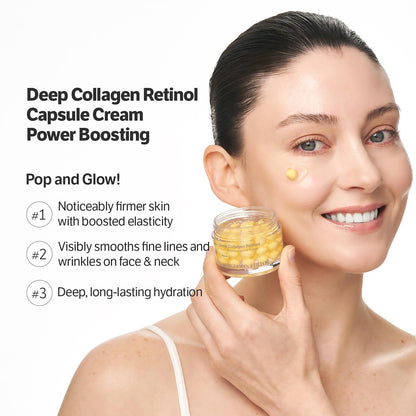 Close up of yellow retinol capsules in gel base