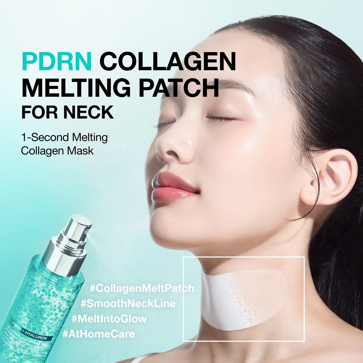 Anua Korean skincare thin film neck mask application process