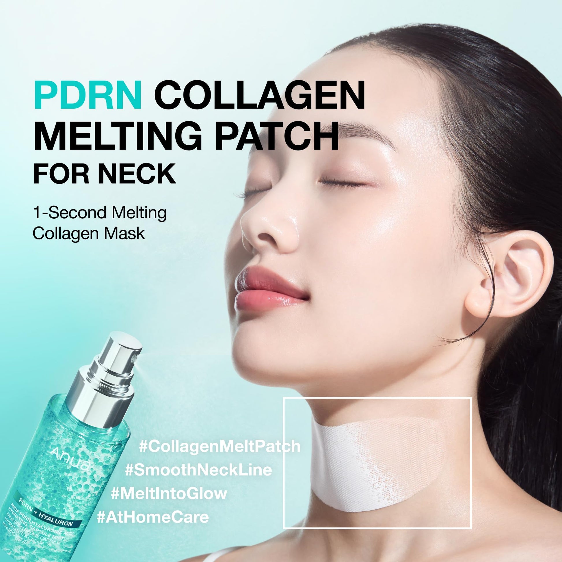 Anua Korean skincare thin film neck mask application process