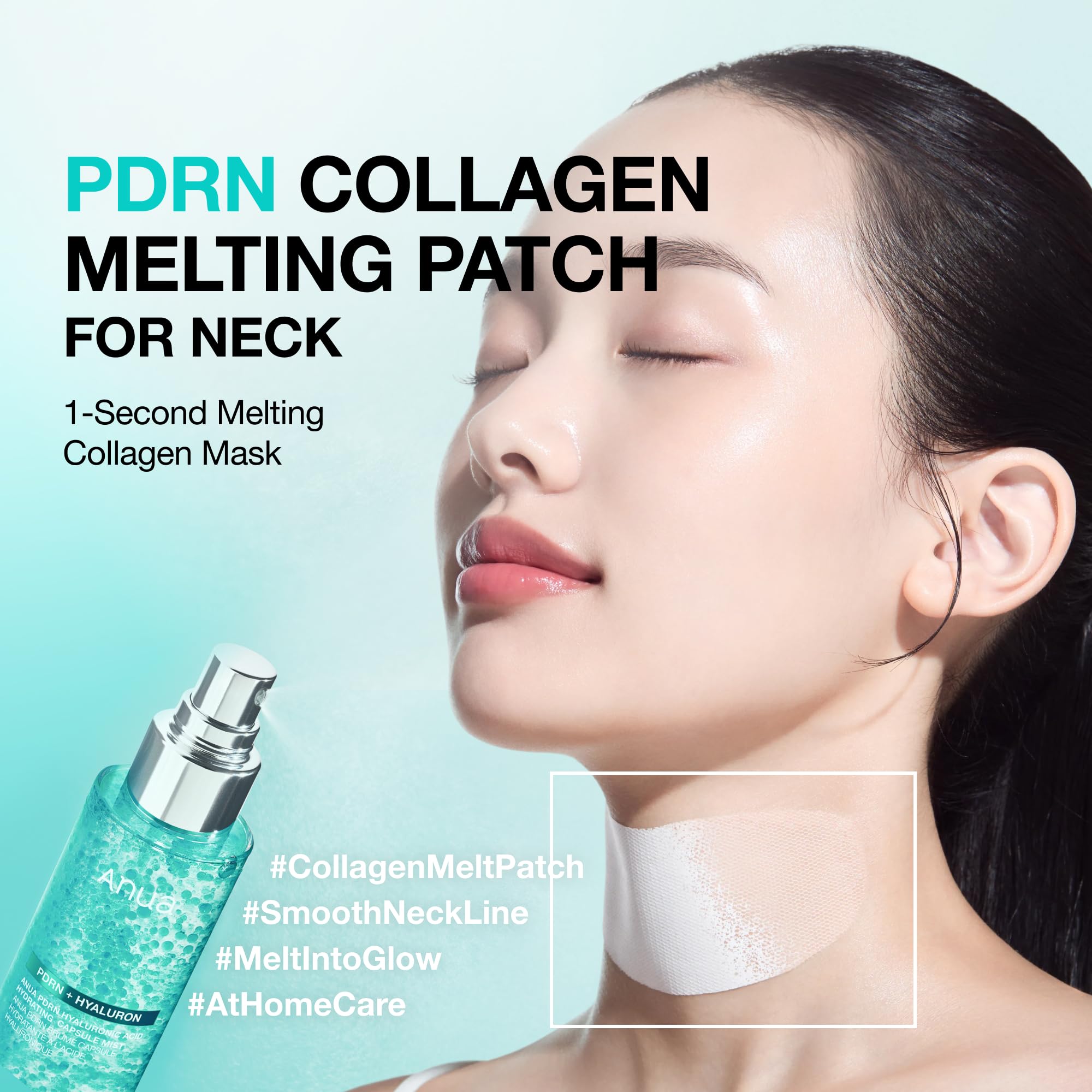 Anua Korean skincare thin film neck mask application process