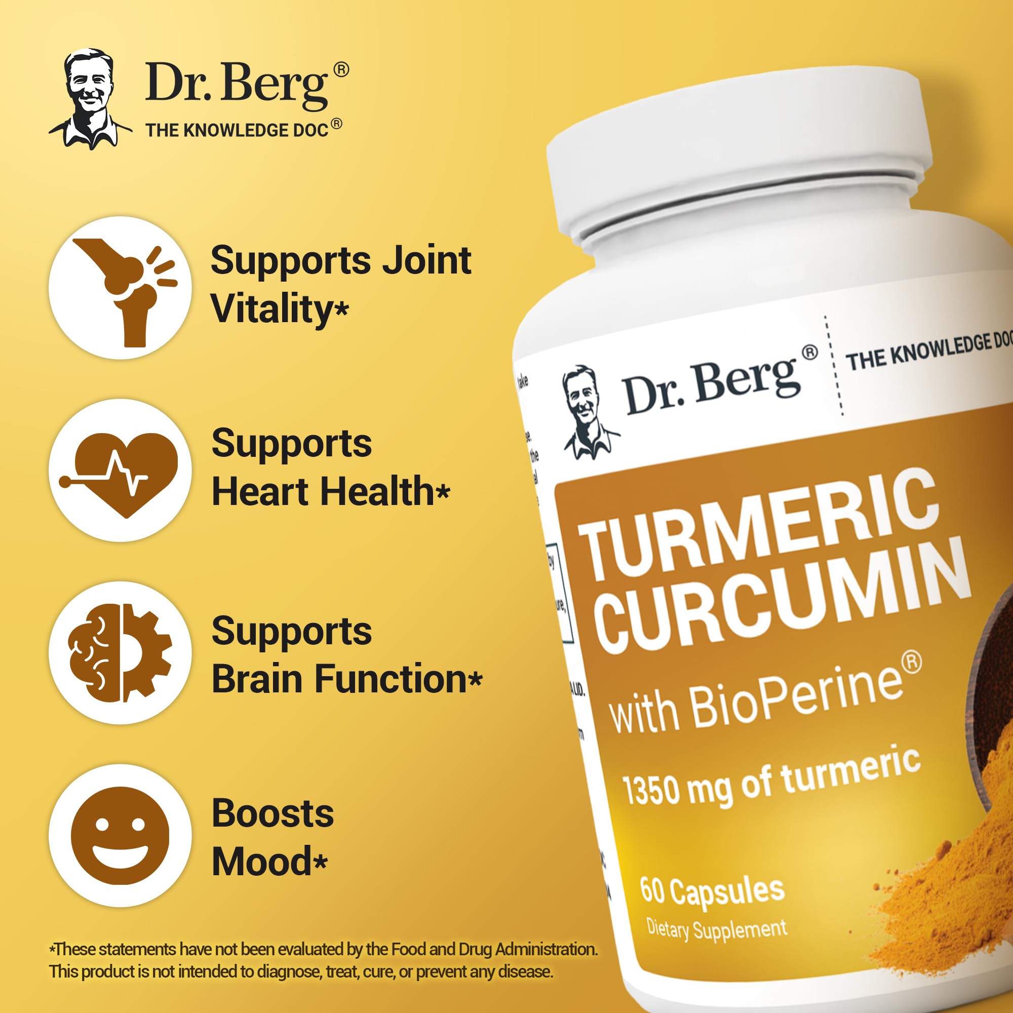 Dr. Berg Turmeric Curcumin sixty capsules supplement facts label