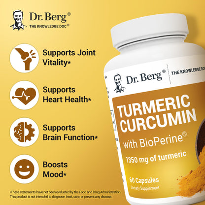 Dr. Berg Turmeric Curcumin sixty capsules supplement facts label