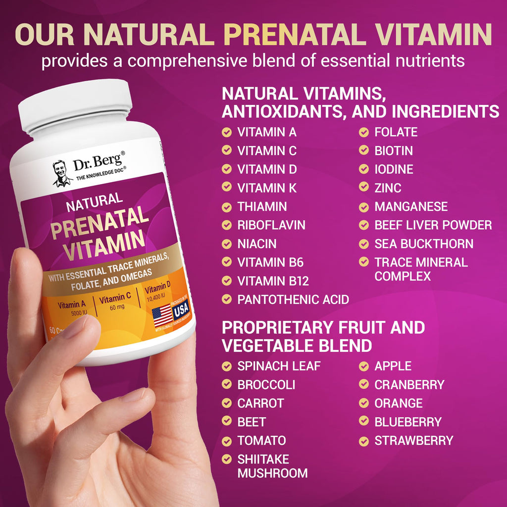 Dr. Berg Natural Prenatal Vitamins daily serving size illustration