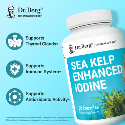 Back label of Dr. Berg Sea Kelp Enhanced Iodine with nutrition facts