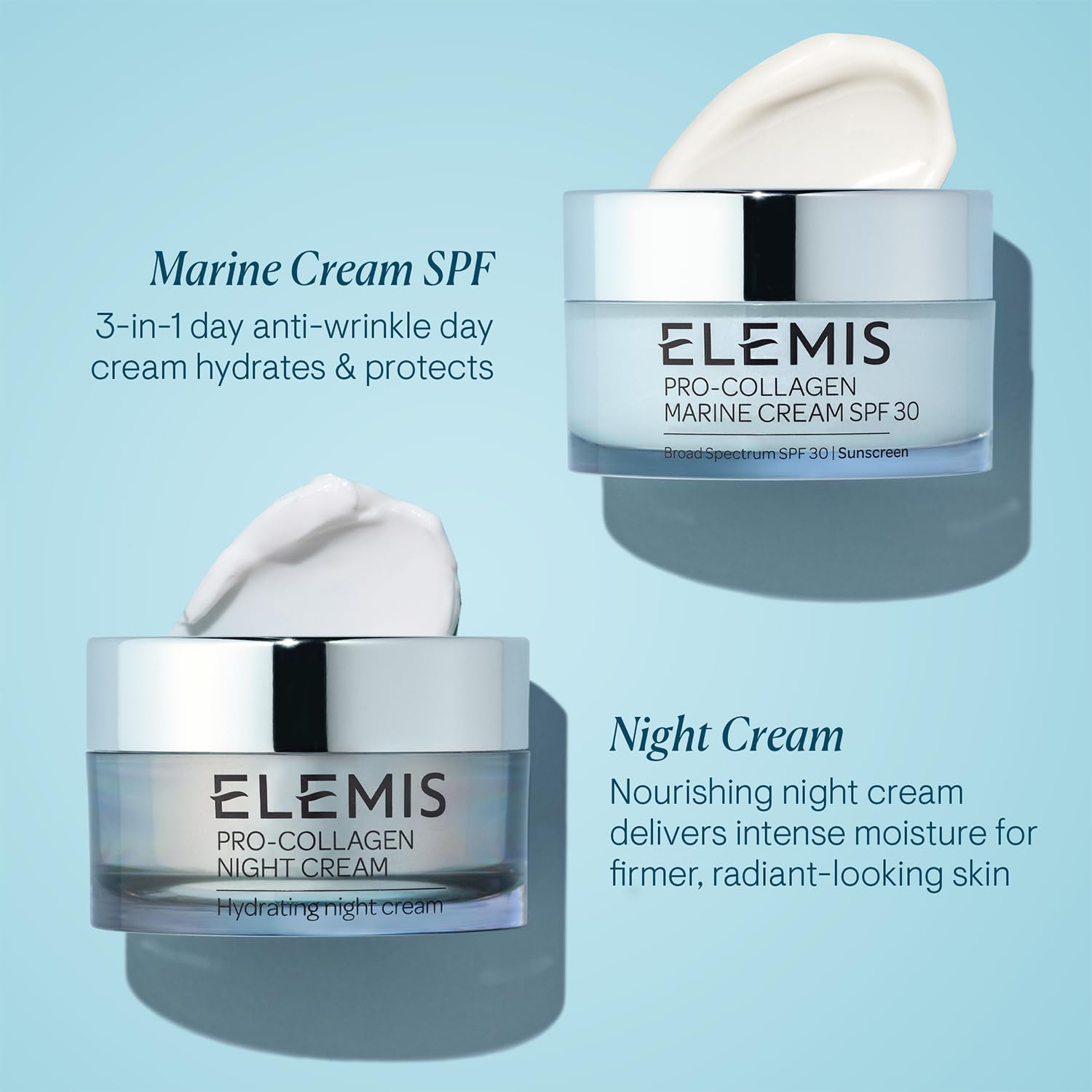 ELEMIS skin care collection featuring the authentic imported USA overnight hydrating cream jar