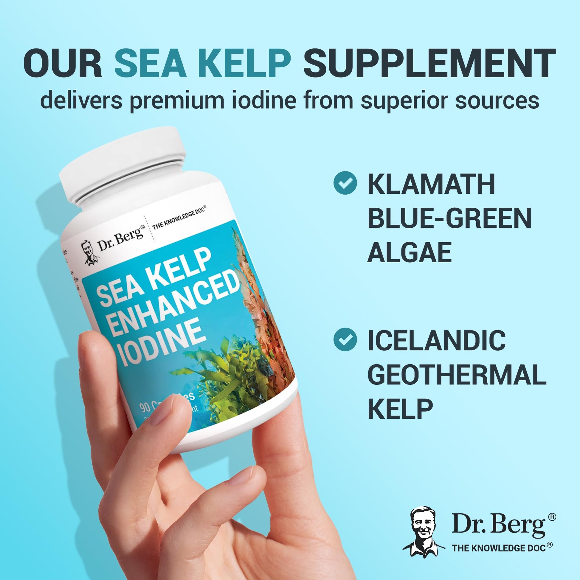 Vegan capsules of Dr. Berg iodine supplement in a pile