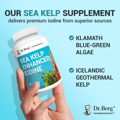 Vegan capsules of Dr. Berg iodine supplement in a pile