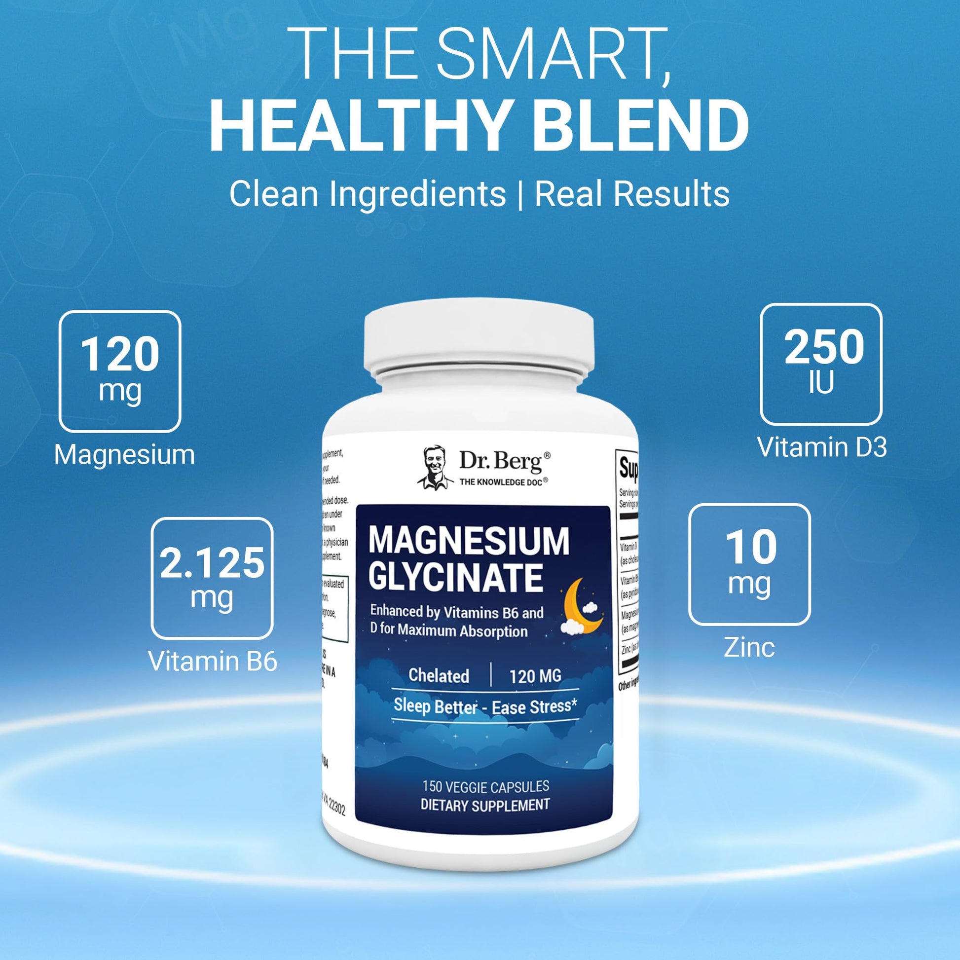 Dr Berg 4-in-1 Minerals Supplement showing the chelated stress and sleep support formula