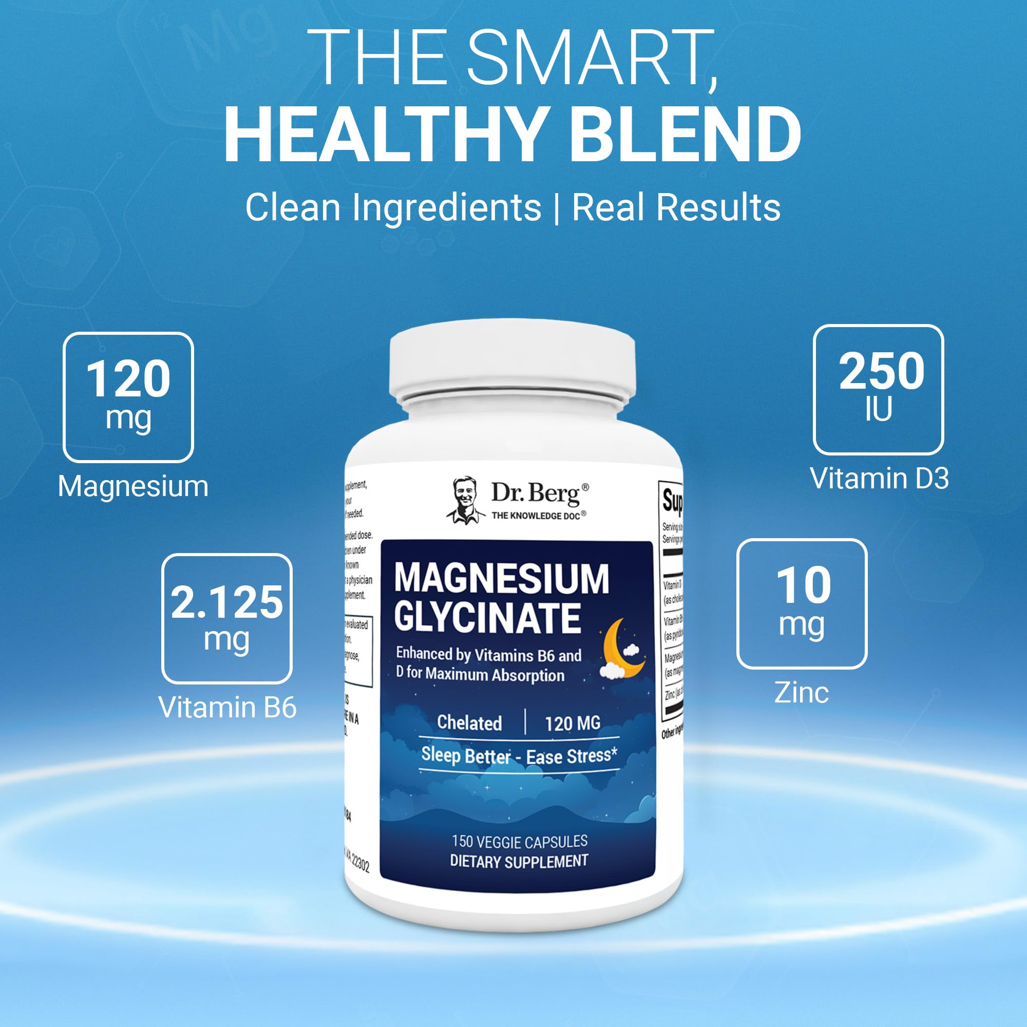 Dr Berg 4-in-1 Minerals Supplement showing the chelated stress and sleep support formula