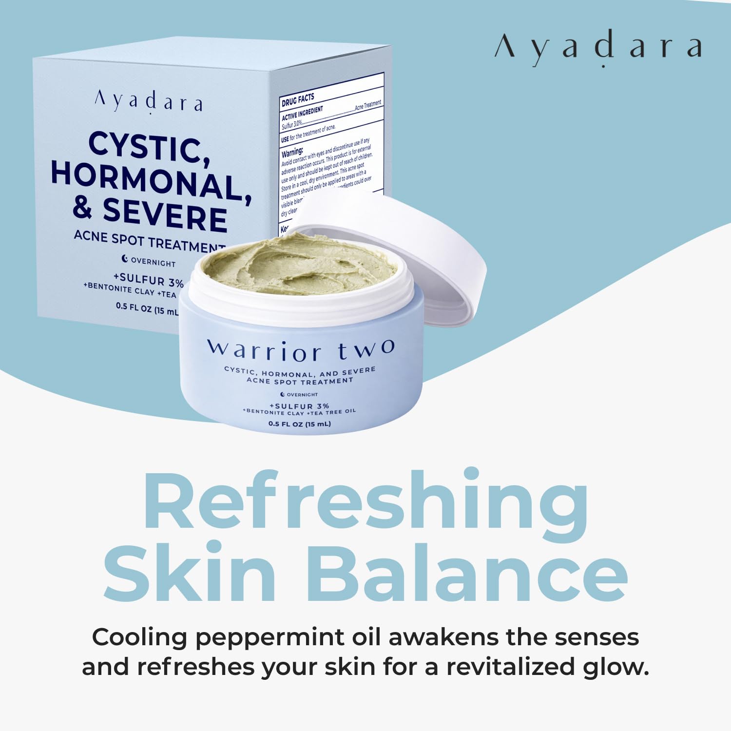 Ayadara overnight acne spot treatment jar detailing instructions for stubborn body breakouts