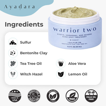 Ayadara cystic acne treatment product packaging showing authentic USA imported skincare label