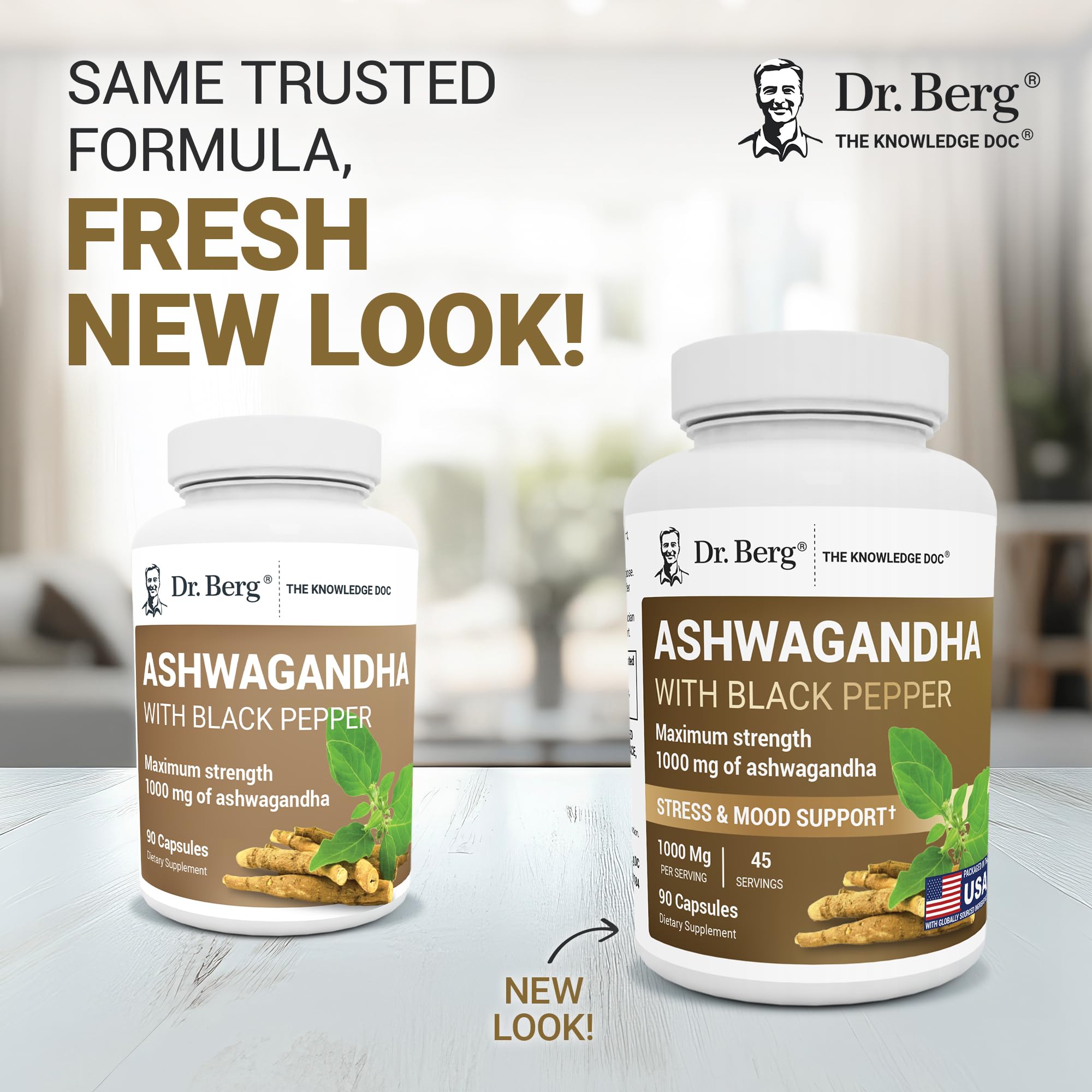Dr Berg Nutritionals organic ashwagandha 1000mg supplement supplement facts panel detailing active ingredients